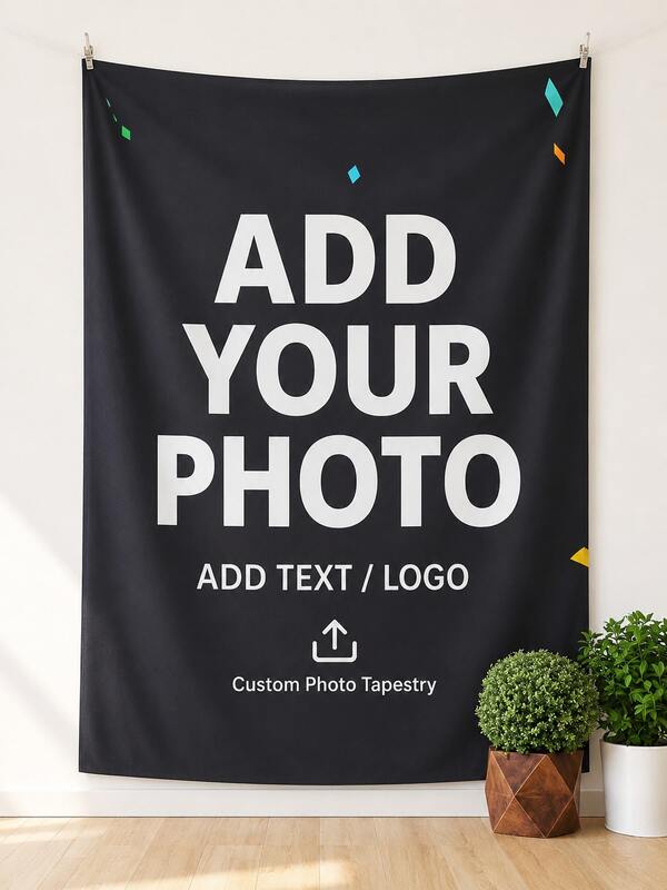 Personalized Photo & Text Tapestry, Custom Picture Wall Hanging Backdrop For Bedroom, Living Room, Dorm Or Party Display, Create A Unique Memory Gift For Wedding, Birthday, Anniversary And Graduation Celebrations
